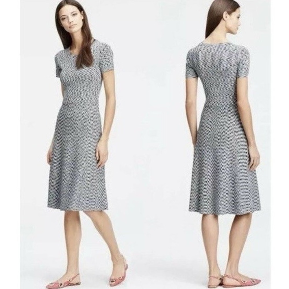 Ann Taylor spacedye knit fit-and-flare midi dress Petite medium Casual Stretch